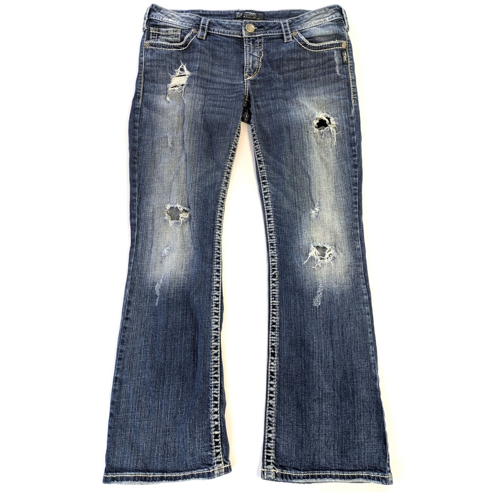 Silver Jeans Co Pioneer Bootcut Distressed Medium Wash Jeans W34 L31 Mens